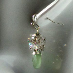 Sundance Sterling Silver Green Amethyst Chalcedony Cluster Hanging Earrings